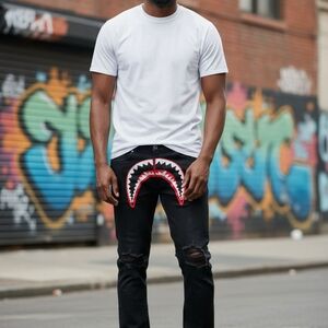 Edgy Black Graphic Skinny Jeans